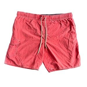No Bad Days Mens Red Swim Trunks Mesh‎ Lined Cargo Pocket Shorts Size Large